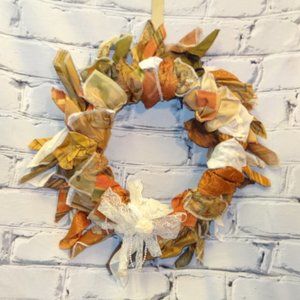 Handmade Wreath made w/ Recycled Material Swatch's
